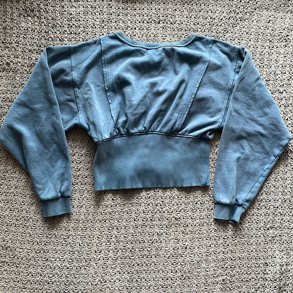 We The Free Blue Cropped Crewneck Sweater - Picture 4 of 7